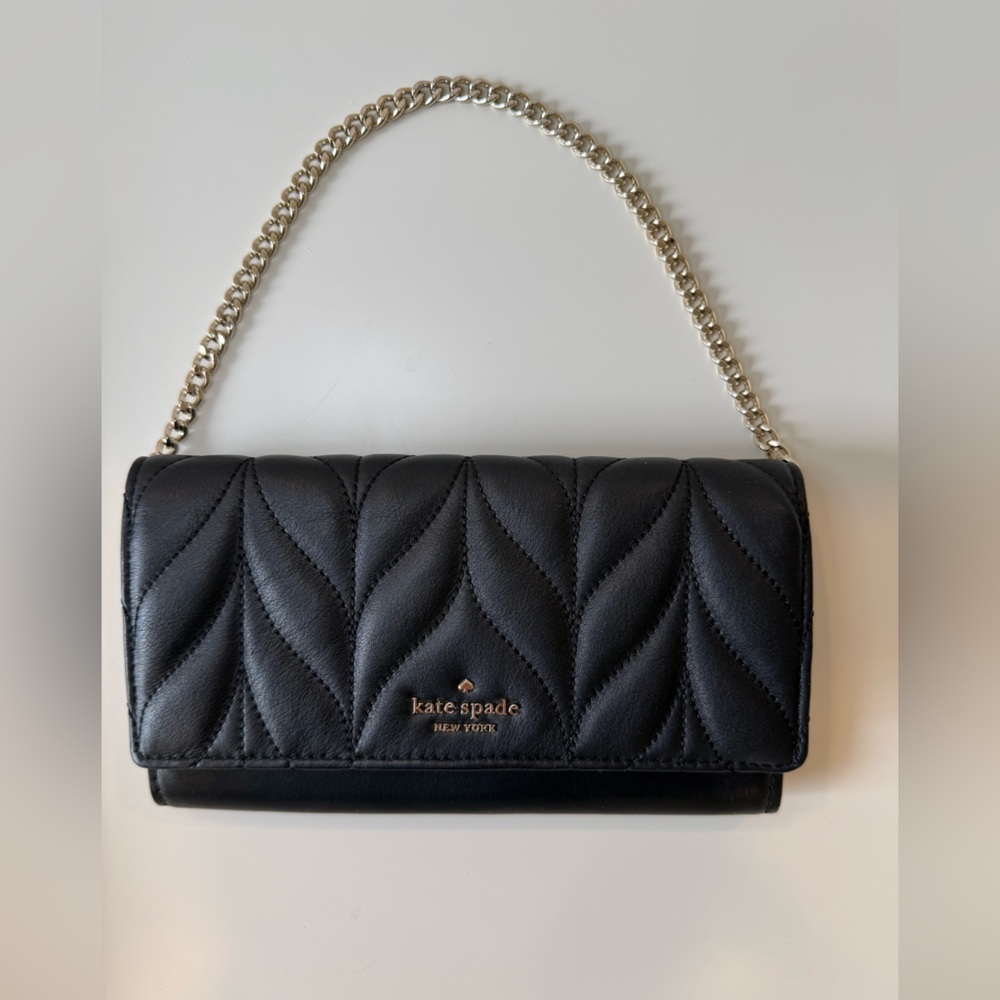 Kate Spade Briar Lane Black Quilted Wallet on Chain/ Clutch